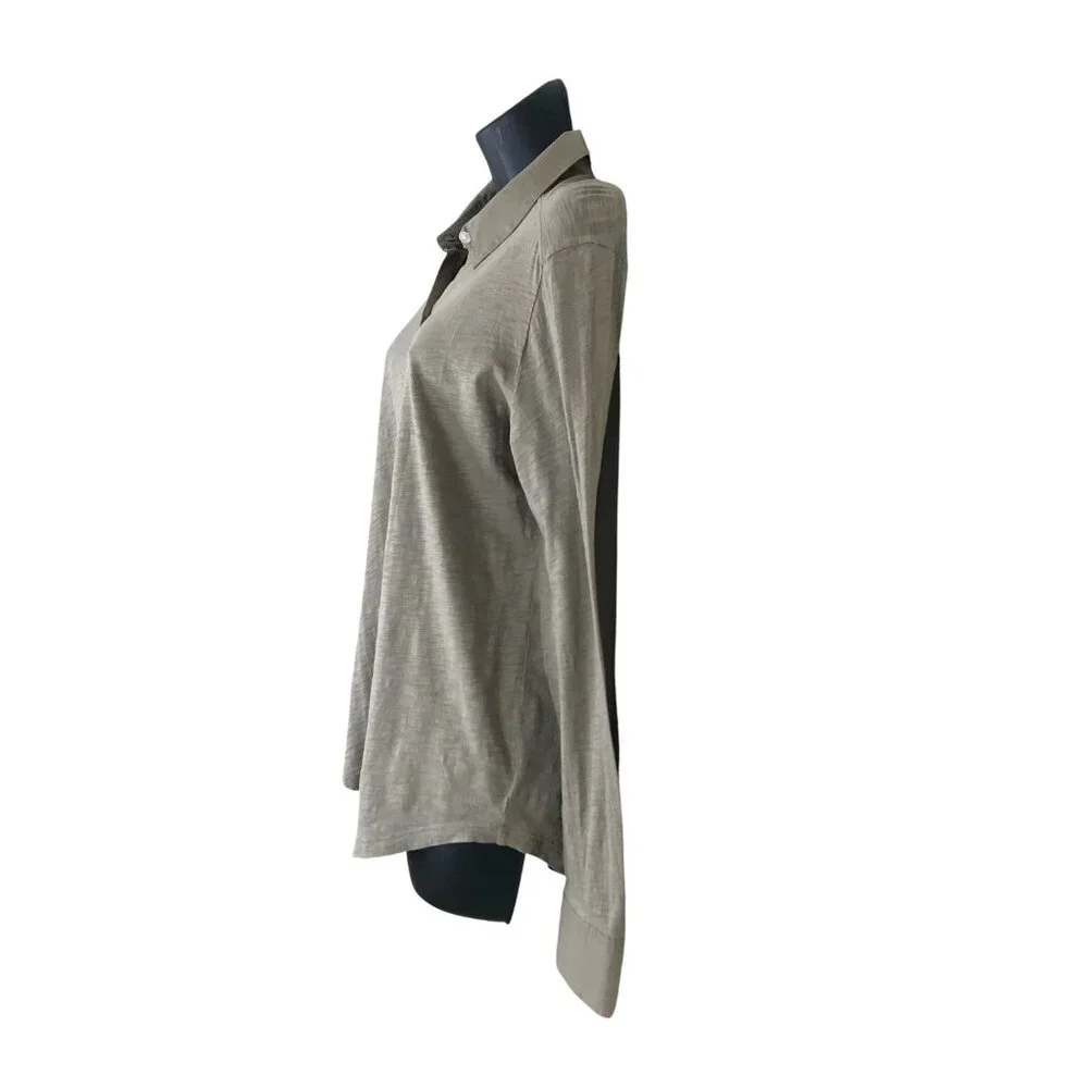 THEORY Brown  Riduro C.Nebulous 100% Organic Cotton Button Down Shirt Size L - Picture 5 of 8